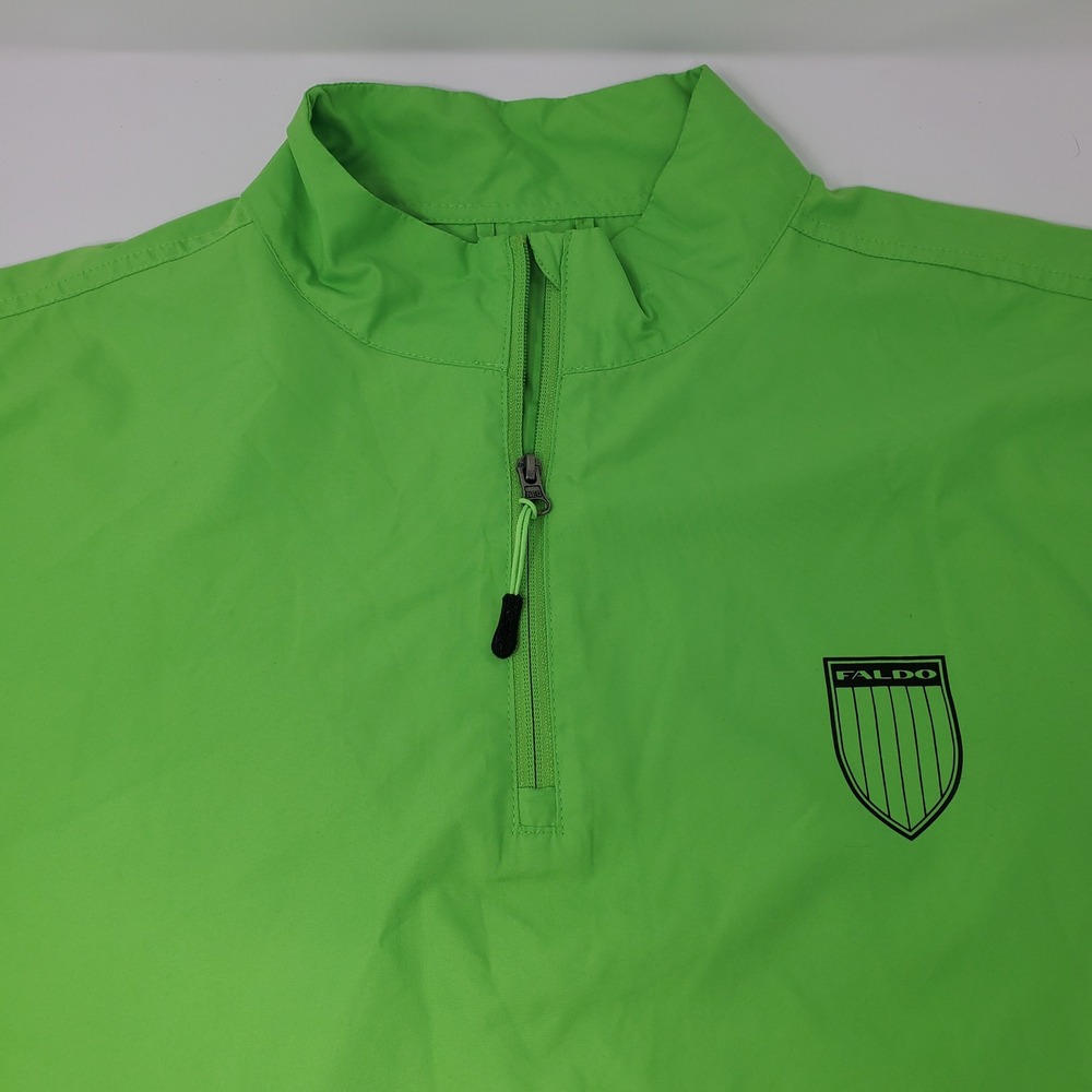 Faldo Windshirt Mens L SMAJK9006 Lime Green Short Sleeve Quarter Zip Golf